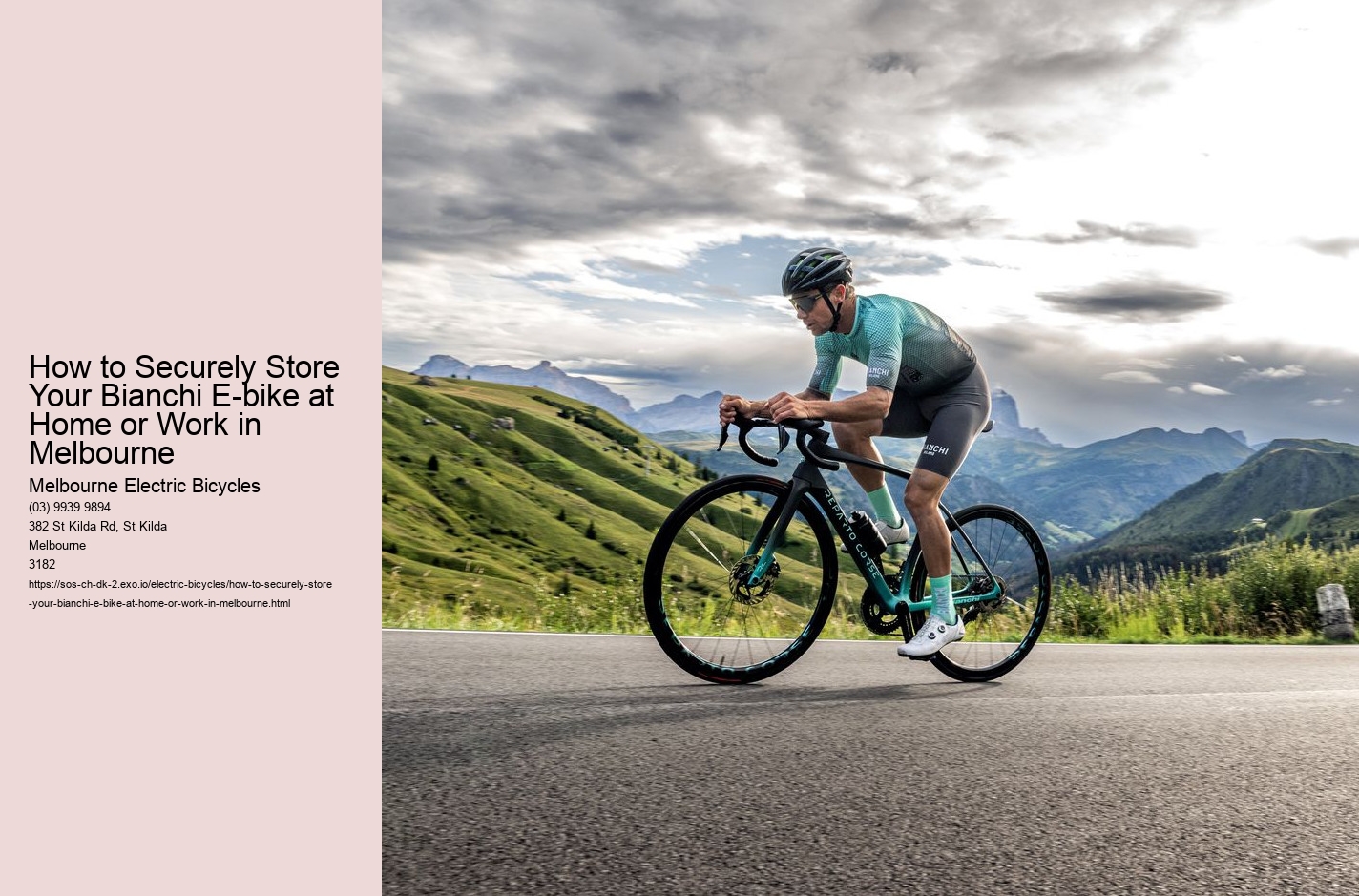 How to Securely Store Your Bianchi E-bike at Home or Work in Melbourne
