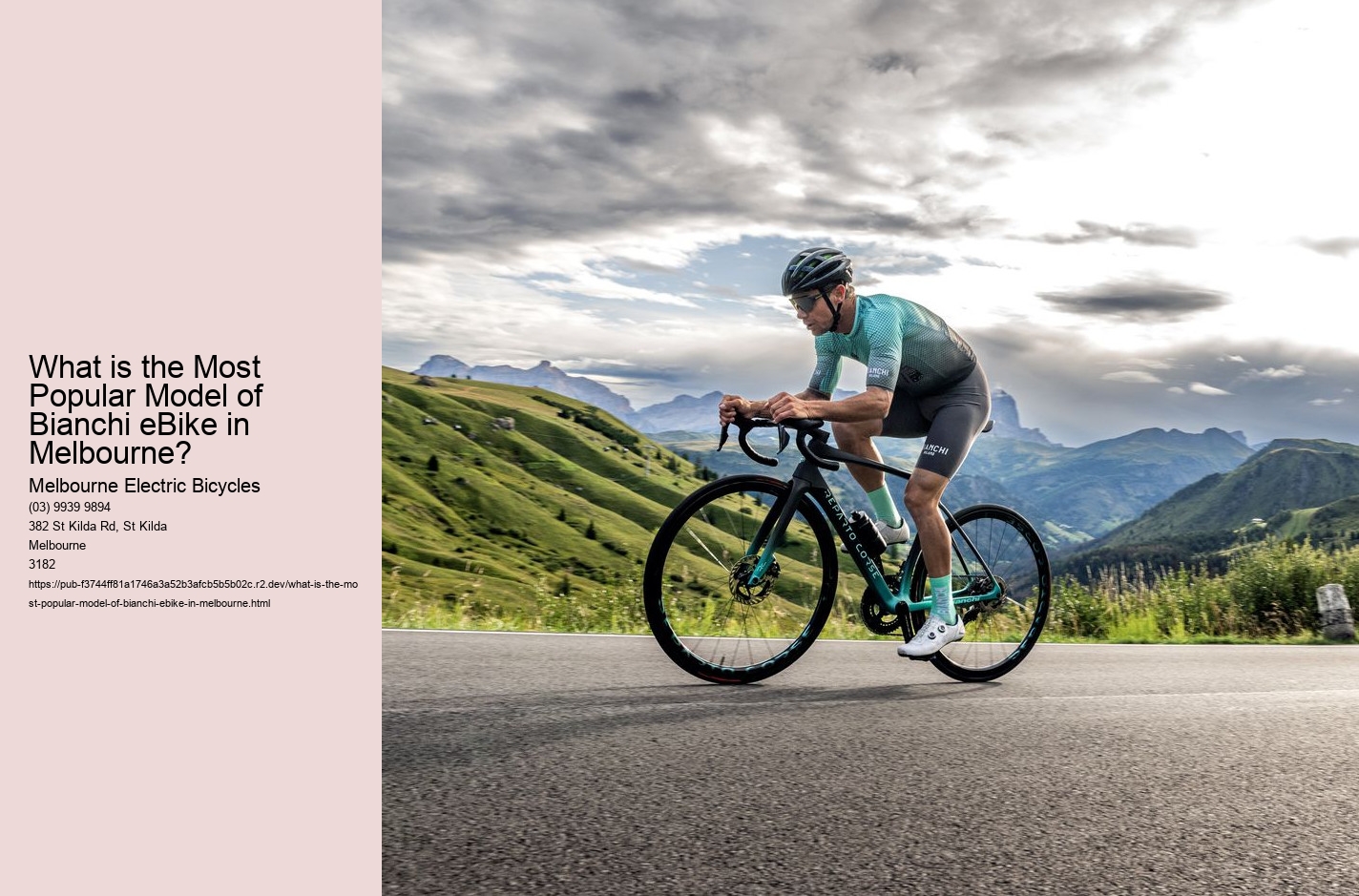 What is the Most Popular Model of Bianchi eBike in Melbourne?